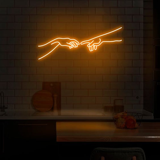 Connecting hands neon sign board customised warm yellow neon light for living room wall decor