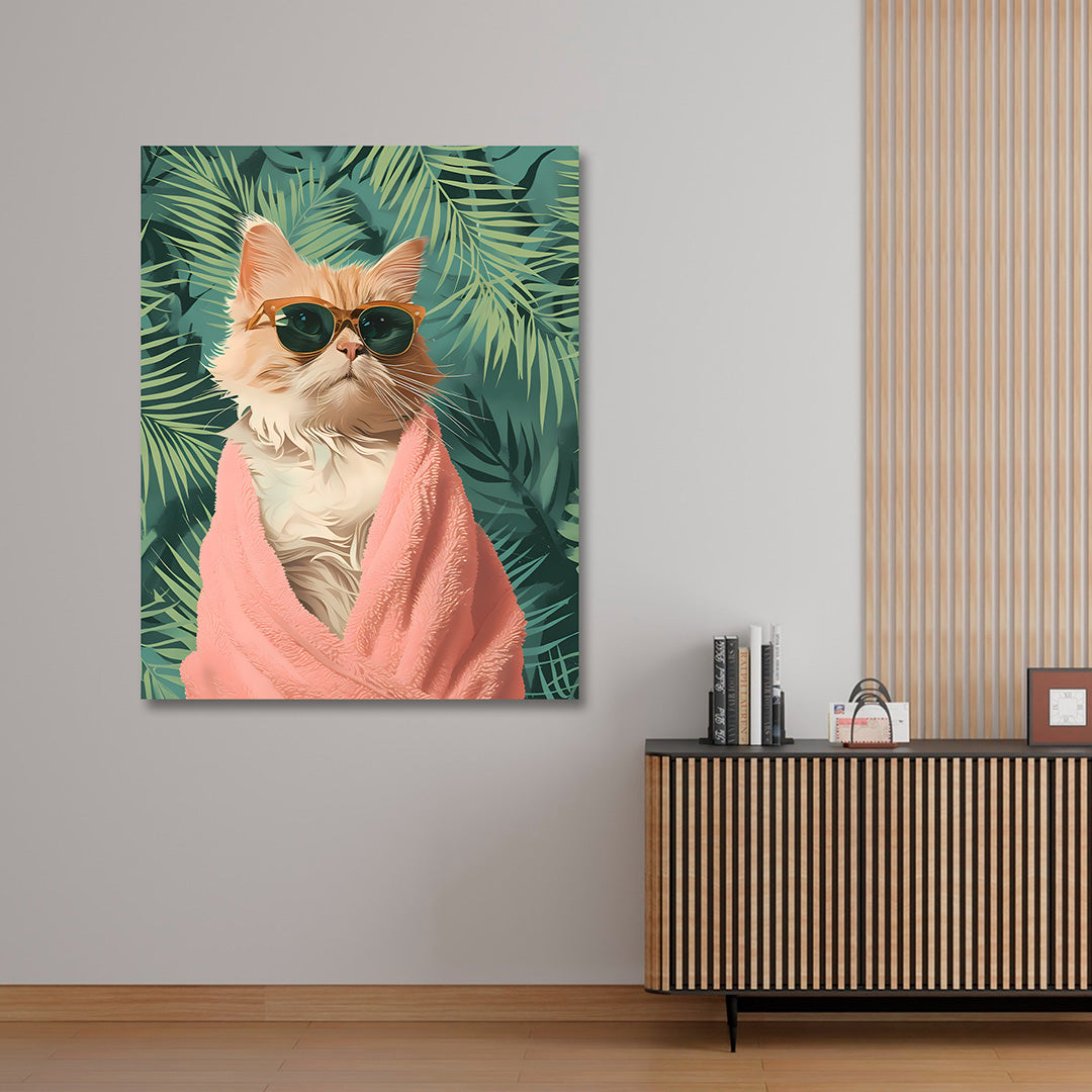 cool cat sunglasses canvas painting frame funny animal painting on canvas wall decor