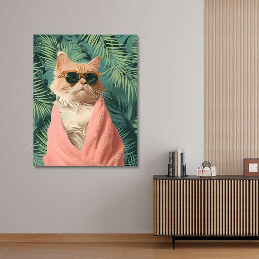 cool cat sunglasses canvas painting frame funny animal painting on canvas wall decor
