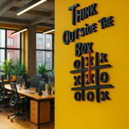 Creative acrylic wall sign think outside the box tic tac toe design 3D typography office wall decor
