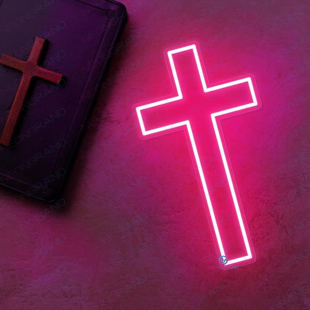 The Cross of Jesus Symbol of Christianity Wall Decor Neon Light (18X10 In)