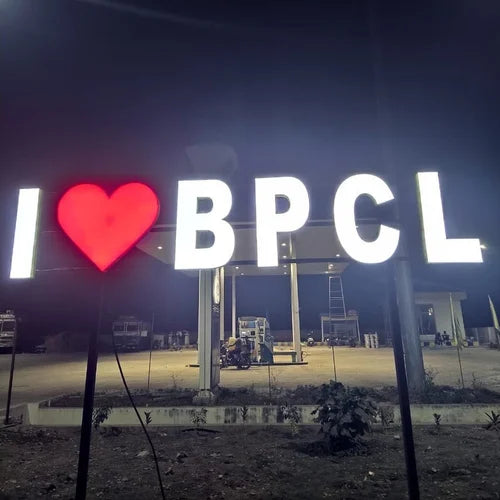 custom I love BPCL LED letter sign outdoor illuminated branding signage night display