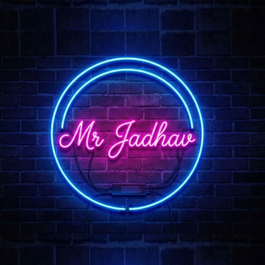 Custom Mr name neon sign round LED wall light big size for bedroom decor