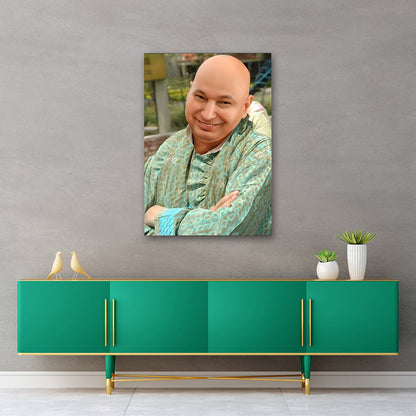 Custom portrait canvas print of a smiling man for personalized home wall decor