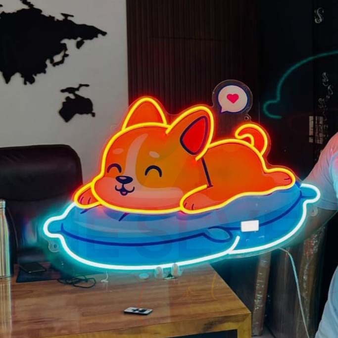 Cute Dog Neon Sign Board LED Cartoon Neon Light Wall Decor
