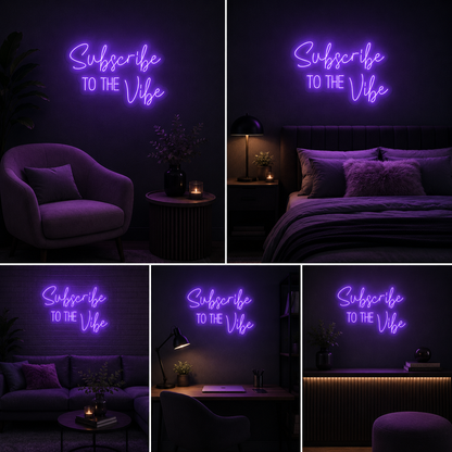 Subscribe To The Vibe Neon Sign Board | Custom Neon Light | LED Neon Light Name Plate for Studio