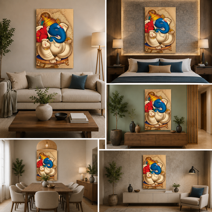Lord Ganesha Painting Canvas Wall Frame for Wall Decor