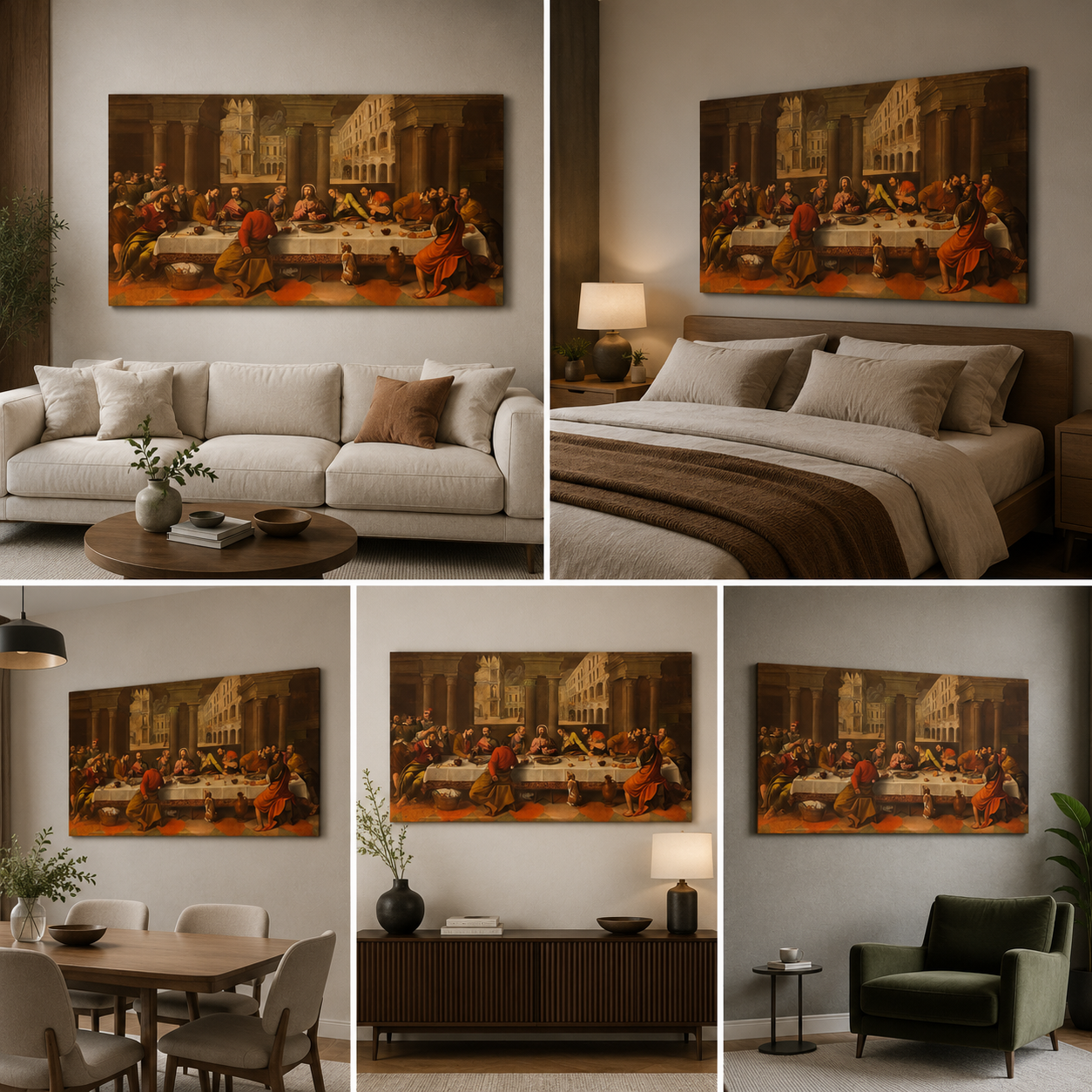 The Last Supper of Jesus Ancient Canvas Painting for Home Decor