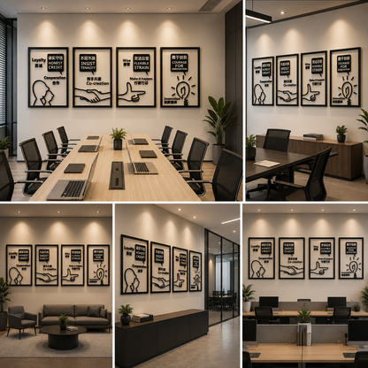 Corporate Values Wall Frames Set – Office Culture & Teamwork Wall Art | Business Motivation Frame Decor