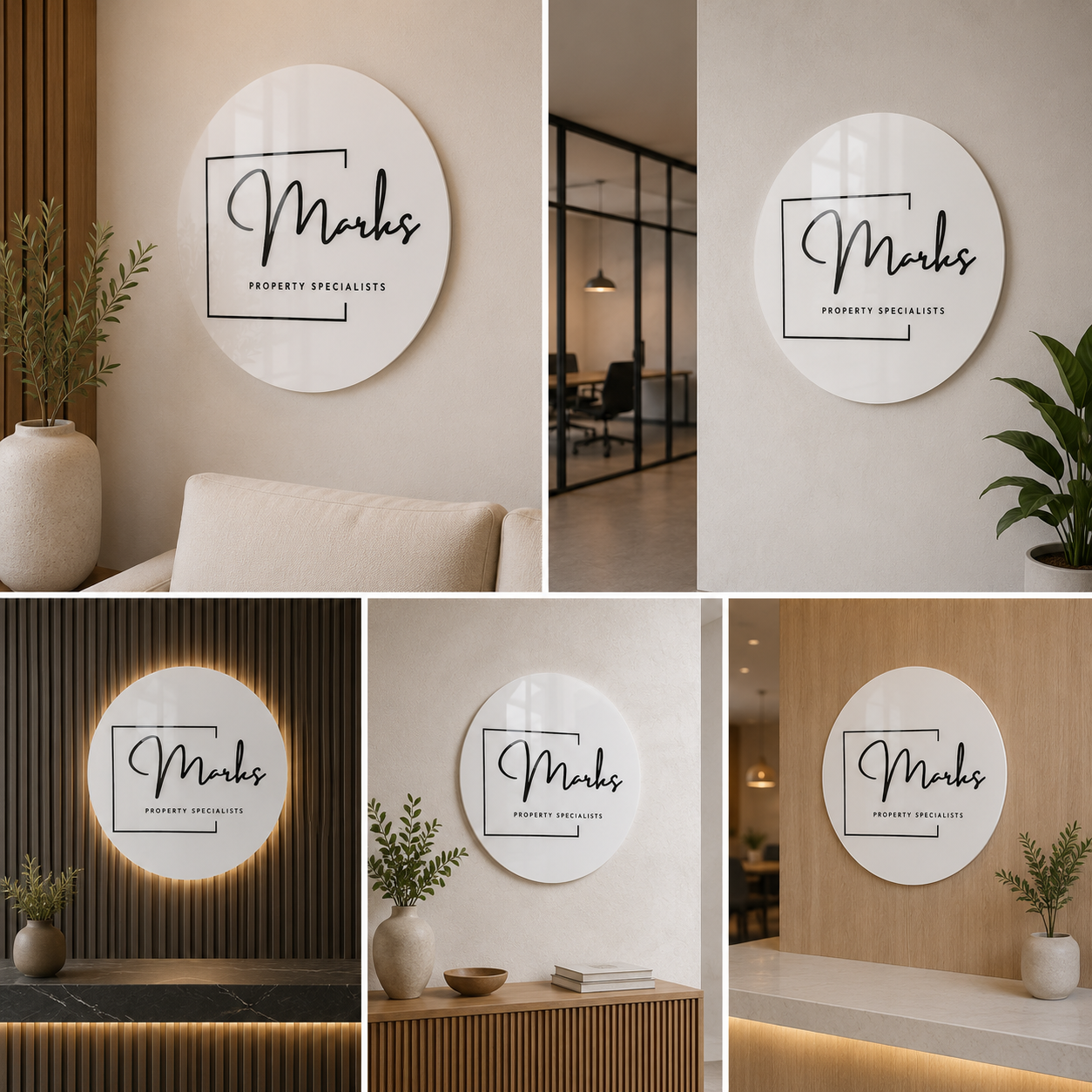 Round Acrylic Sign Board | Custom 3D Logo Display Sign for Office & Real Estate Branding