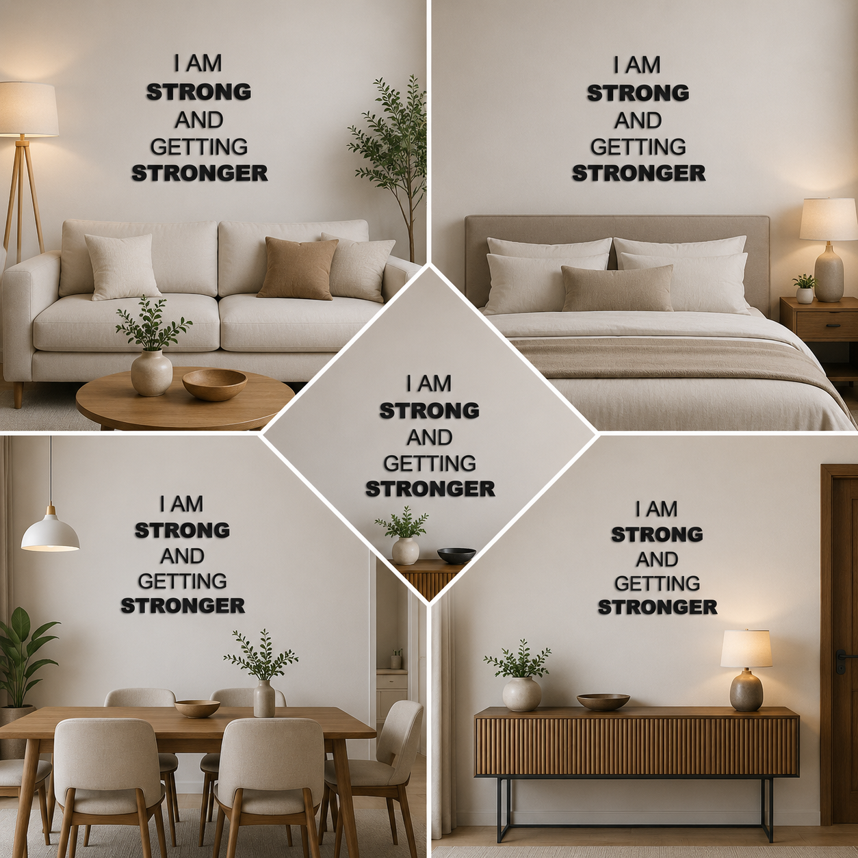 I AM Strong 3D Motivational Quote Wall Decor (24x24 In)