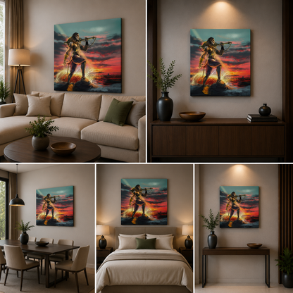 Lord Hanuman Canvas Painting Frame for Living Room