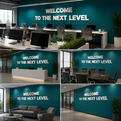 Welcome to the Next Level Wall Sign – Modern Office Motivational Wall Decor for Corporate Workspace & Startup Interiors