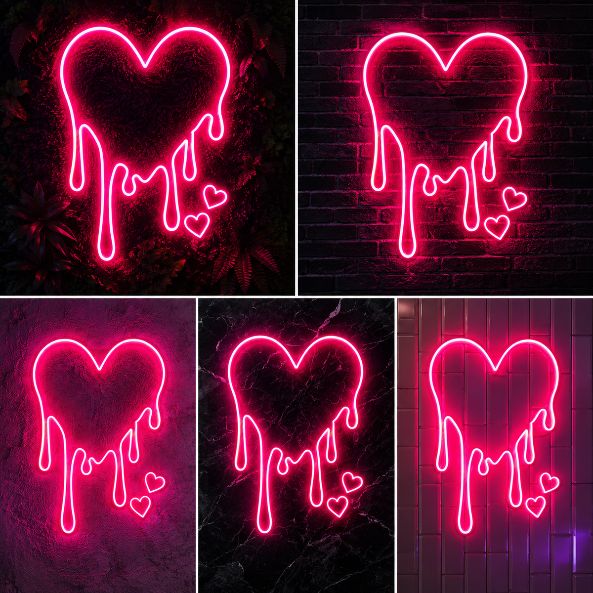 Premium Dripping Heart Pink Neon LED Wall Sign for Bedroom, Cafe, Salon & Event Decor