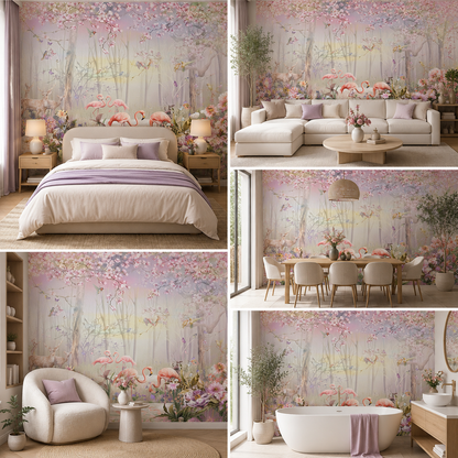 Floral Forest and a Swann Couple Wallpaper for Living Room
