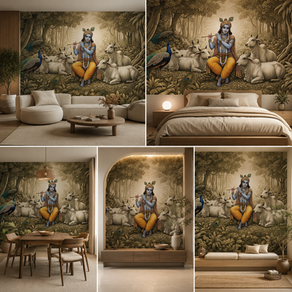 Lord Krishna Wallpaper | Peel & Stick Premium Wallpaper