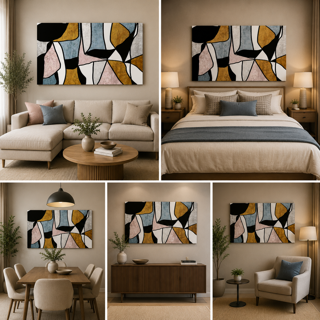 Abstract Painting Frame for Wall Decor (48x24 In)