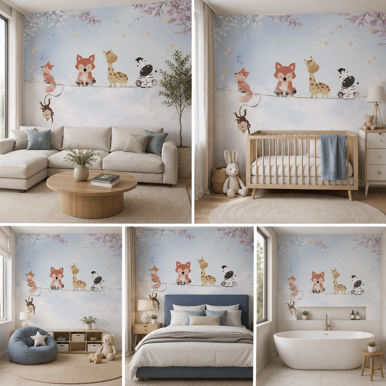 Kids Room Wallpaper Self- Adhesive for Bedroom