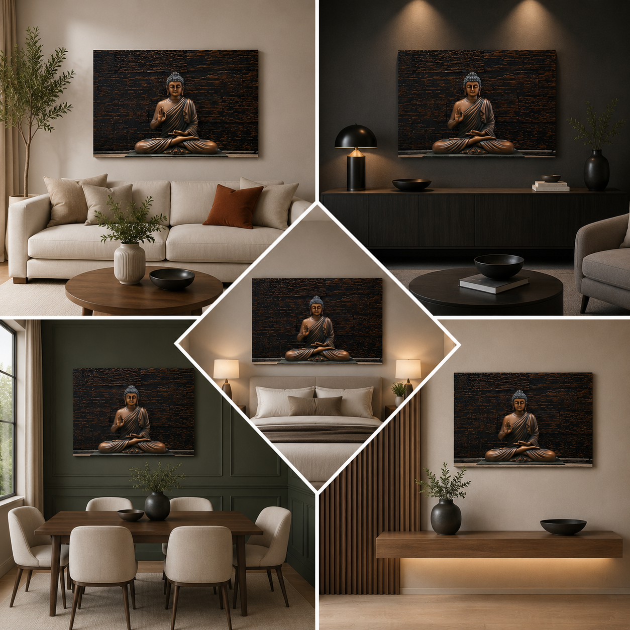 Meditating Lord Buddha Painting Canvas wall Frame for Wall Decor