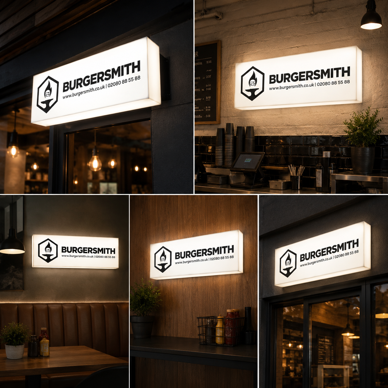 Custom Hanging Restaurant Light Box Sign | LED Burger Shop Display Board | Illuminated Storefront Branding Signage for Fast Food Outlet
