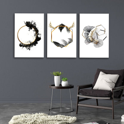 Canvas Painting Abstract Wall Art Frame for Living Room Wall Decoration | Canvas Painting | Abstract modern Wall Art | Set of 3 ( 12 by 18 Inches Each)
