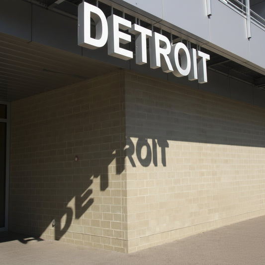 Detroit outdoor 3D LED channel letter sign front lit storefront building signage