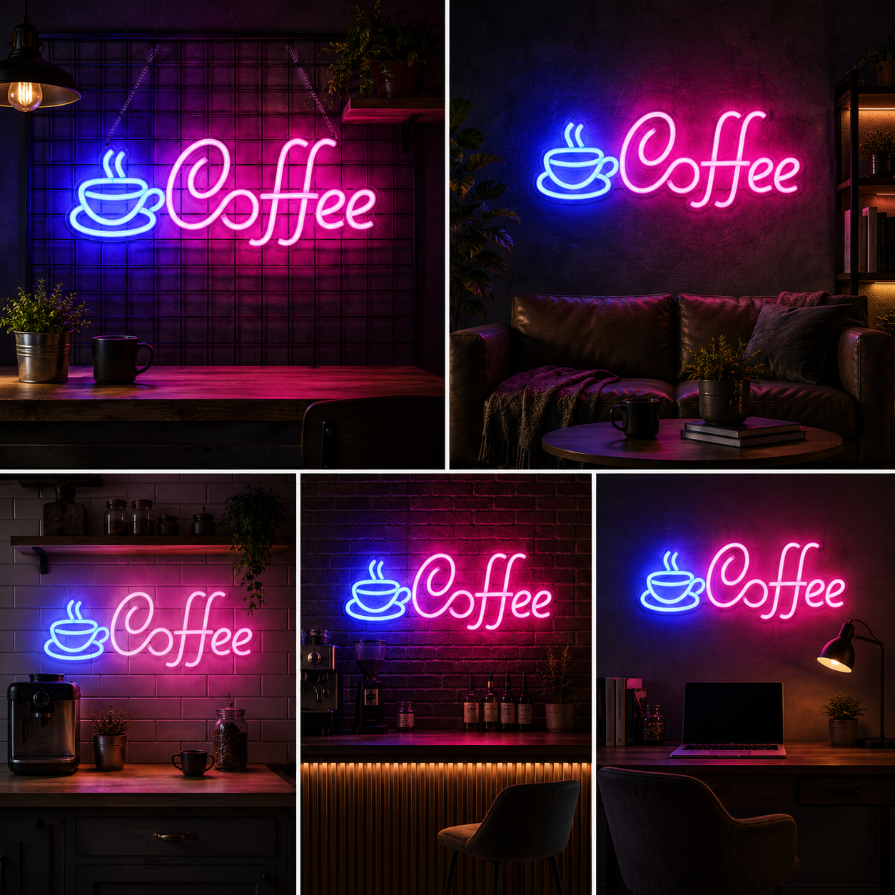 Coffee Neon Sign Board with Cup Icon | LED Neon Light Sign for Cafe, Kitchen & Coffee Bar Decor