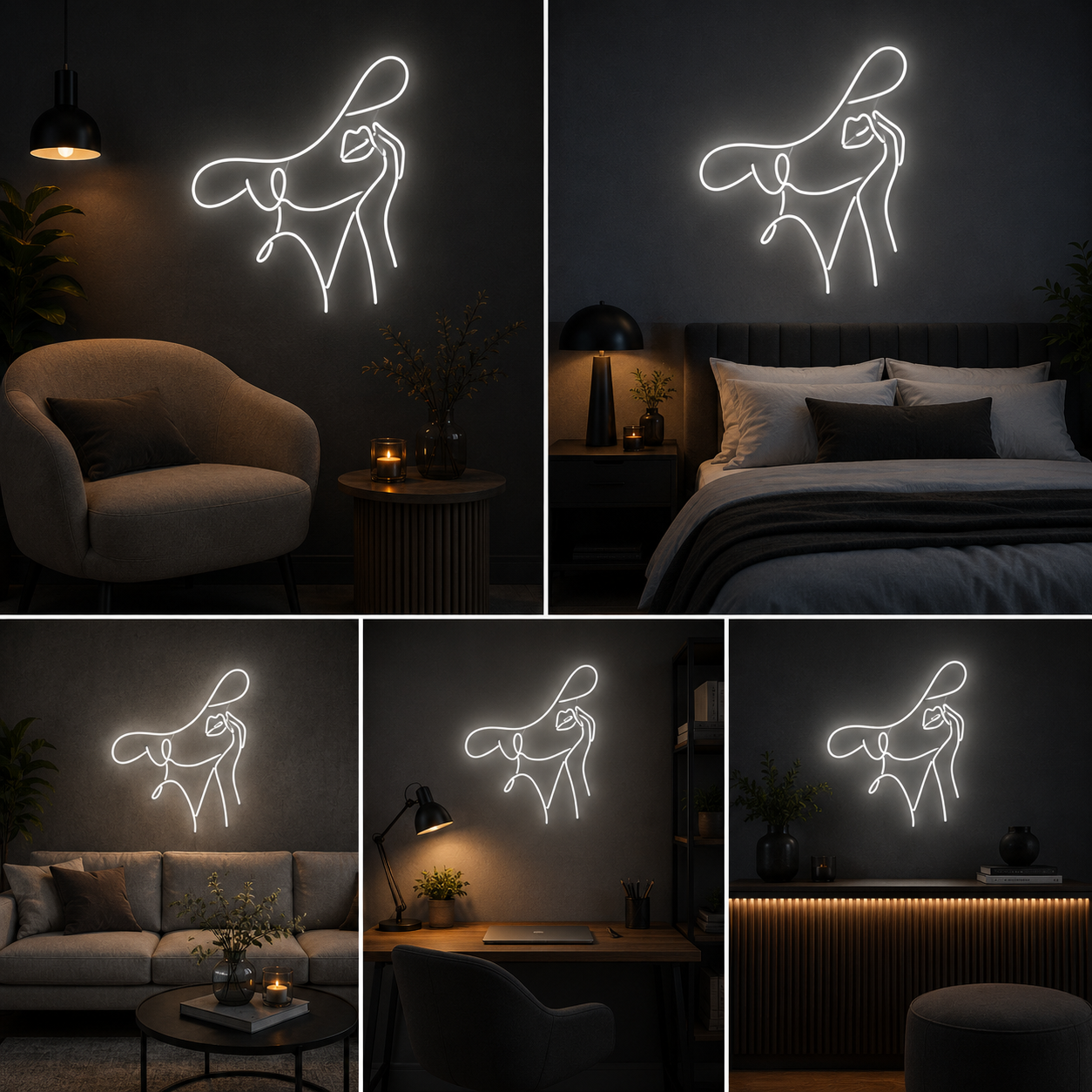 Abstract Face Neon Sign Board | Custom Neon Light | Modern Neon Light Name Plate for Wall Decor