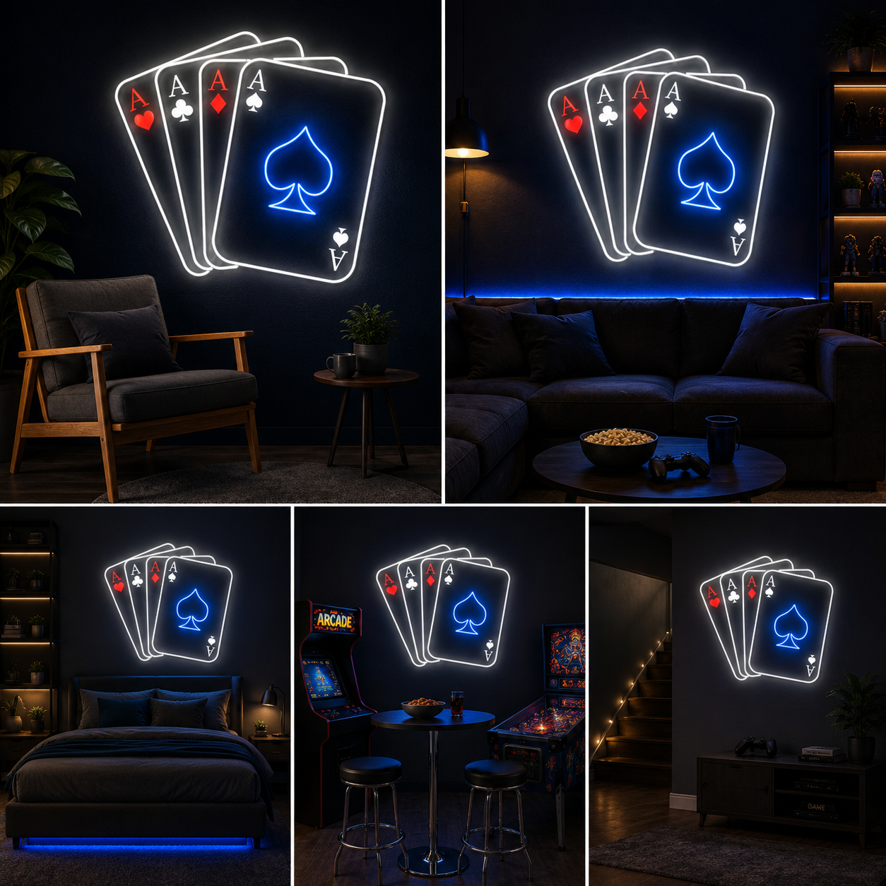 Ace Cards Neon Sign Board | Neon Light Name Plate | Neon Name Light Customized (20 By 20 Inches)