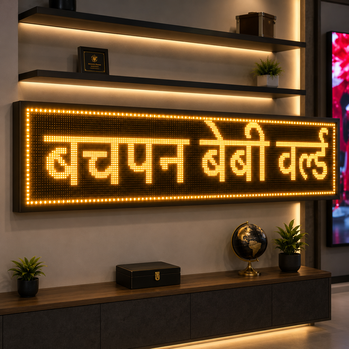 Custom Hindi LED Name Board for Home, Office, Shop and Business Signage Display