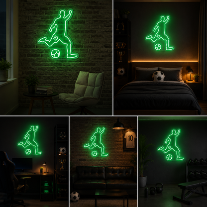 Football Player LED Neon Sign | Soccer Wall Light for Gaming Room, Bedroom, Sports Bar & Football Academy