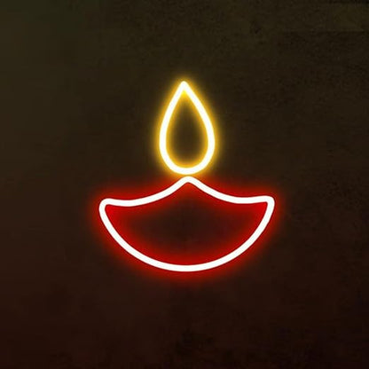 Dipawali Diya Neon Sign Art Pack Of 2