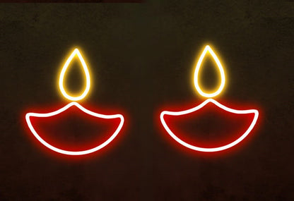 Two Diwali Set Diya Neon Light Sign | Custom Neon Sign