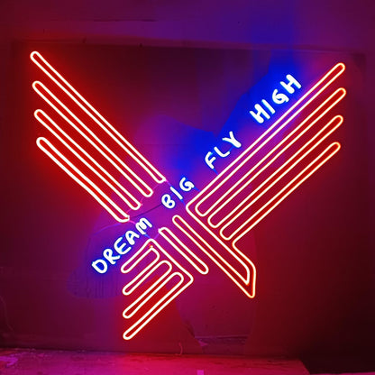 Dream Big Fly High Neon Sign Board LED Neon Light Wall Decor for Bedroom