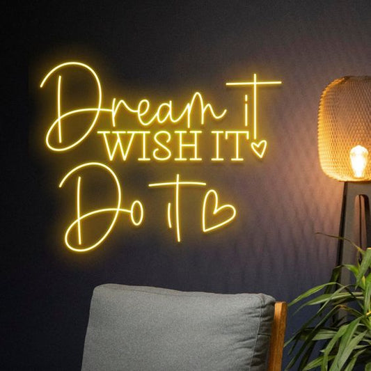 Dream it wish it do it neon sign board motivational neon light wall decor