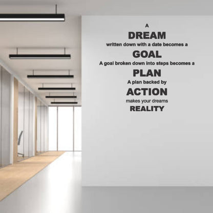 dream goal plan Acrylic Motivational Quotes self adhesive for office decor