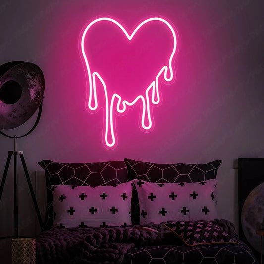 dripping heart neon sign board customised pink neon light signs aesthetic wall decor custom neon sign