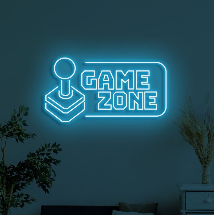 Handle Game Zone Neon Sign  – Custom Neon Sign for Game Room 20 By 15 Inches