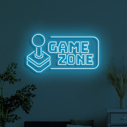 Handle Game Zone Neon Sign  – Custom Neon Sign for Game Room 20 By 15 Inches