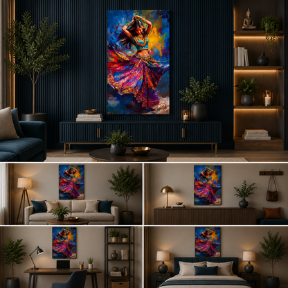 Traditional Abstract Dancing Girl Canvas Painting Wall Frame | Big Large Size