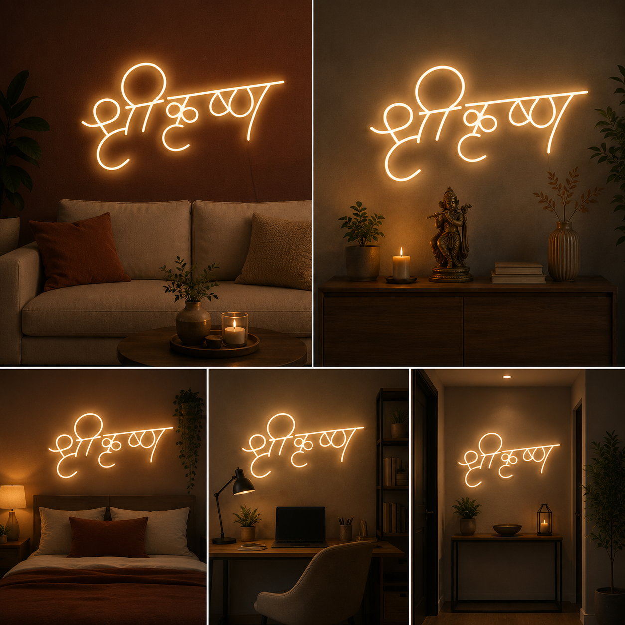 Shri Ganesh Neon Sign Board | Custom Neon Light Signs | Customised Neon Light Name Plate Spiritual Wall Decor