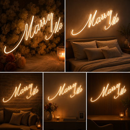 Marry Me Neon Sign Board | Custom Neon Light Signs | Customised Neon Light Name Plate Proposal Decor