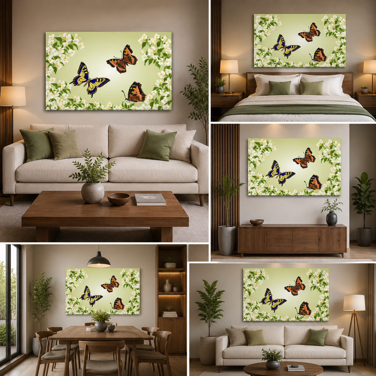 Three Butterfly Painting for Living Room Decor
