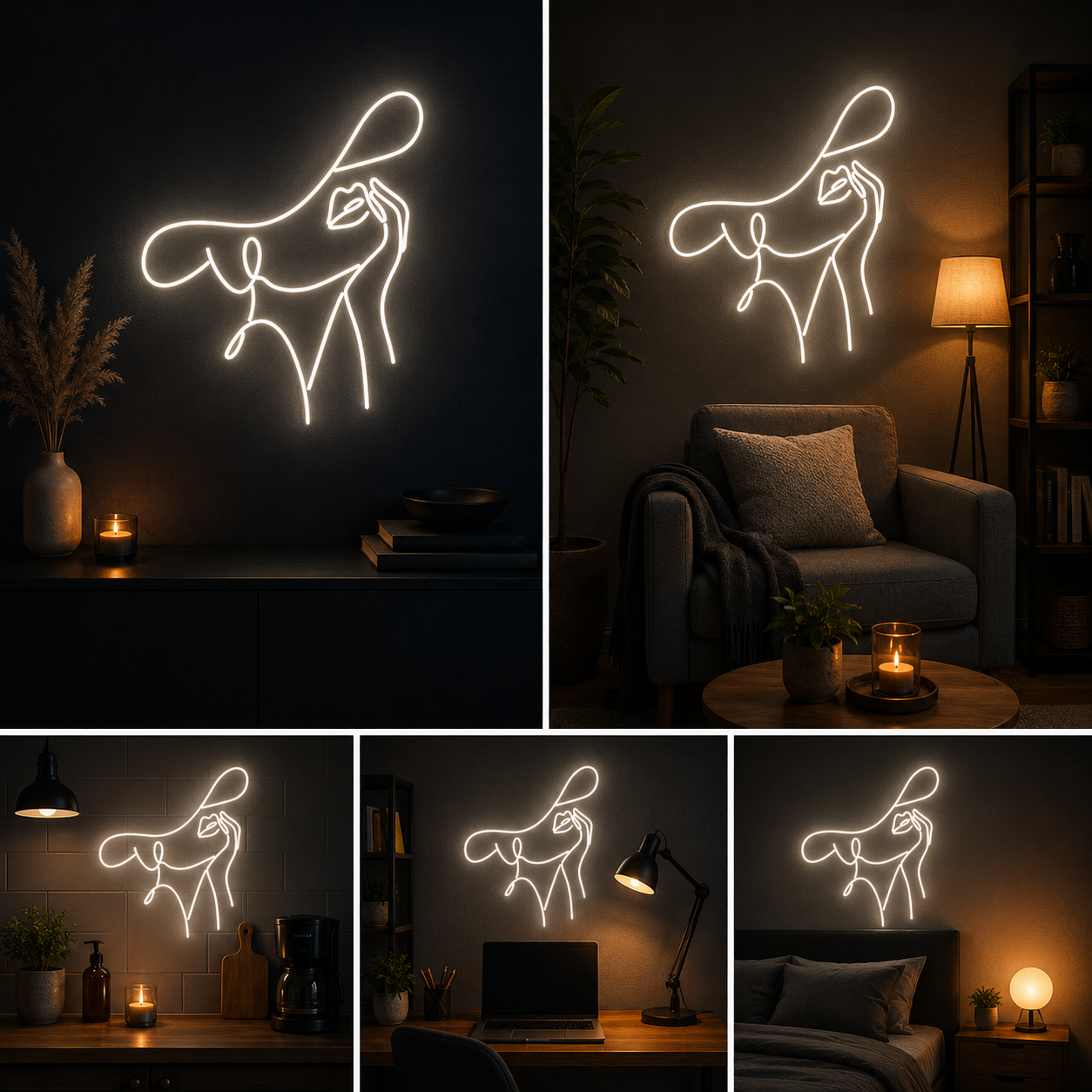 Abstract Face Neon Sign Board | Neon Light Name Plate | Neon Name Light Customized (20 By 24 Inches)