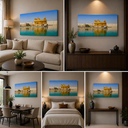 Golden Temple Canvas Painting Frame for Wall Decor