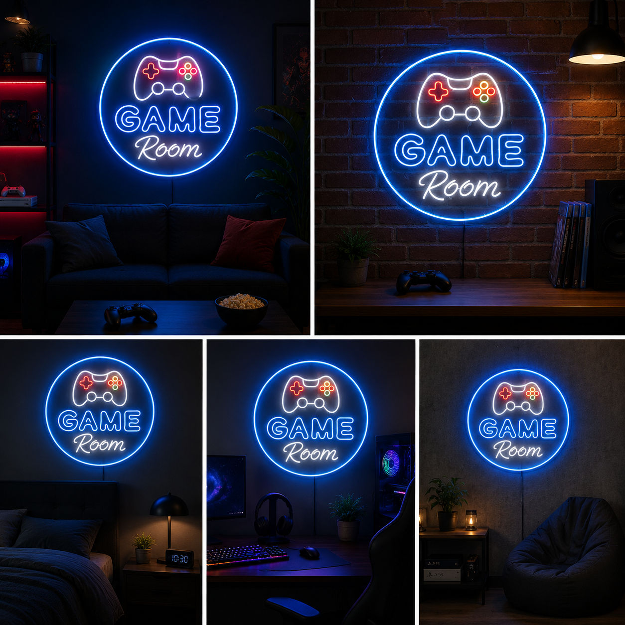 Game Room Neon Sign Board | Neon Light Name Plate | Neon Name Light Customized (20 By 20 Inches)