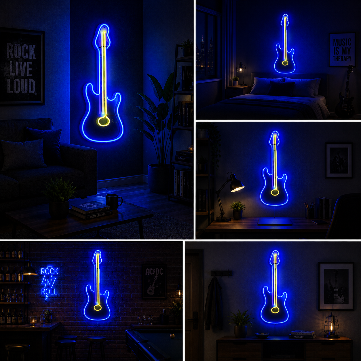 Electric Guitar Neon Sign Board | LED Music Neon Light Wall Decor