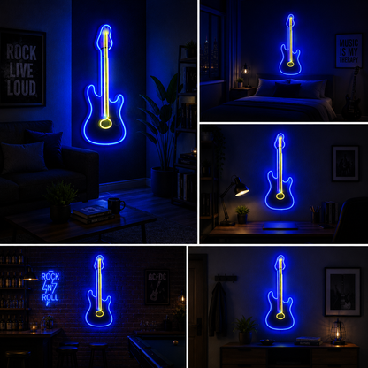 Electric Guitar Neon Sign Board | LED Music Neon Light Wall Decor