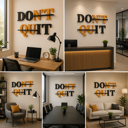 Motivational Acrylic Wall Sign Don’t Quit – 3D Typography Wall Decor for Office, Workspace & Study Room Inspiration
