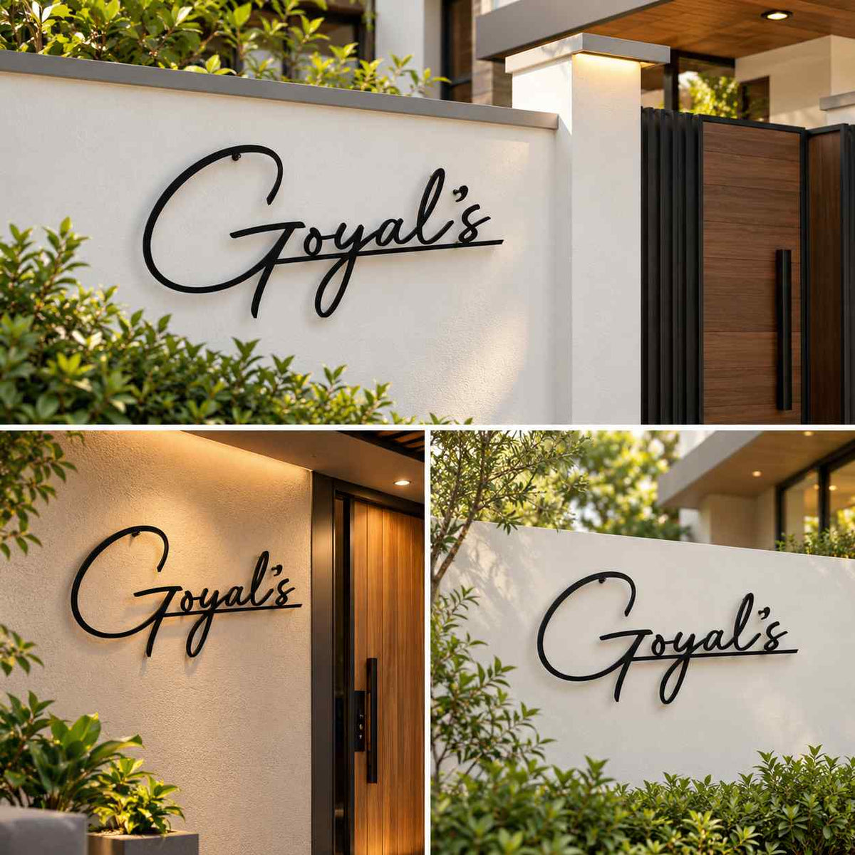 Personalised Script Family Name Wall Sign in Black – Custom Modern Entrance Decor
